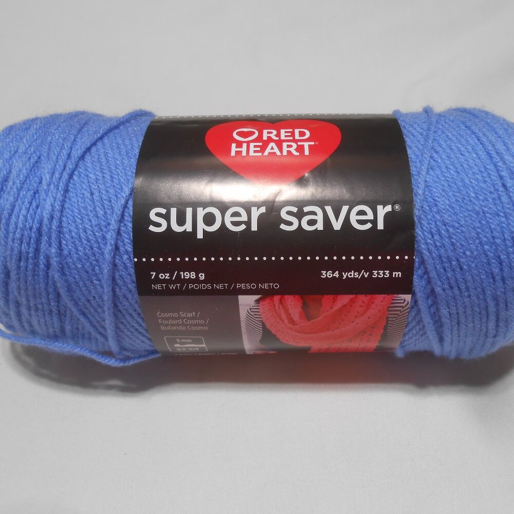 NEW RED HEART SUPER SAVER LIGHT PERIWINKLE YARN 7 OZ. 364 YARDS MEDIUM 4 🧶